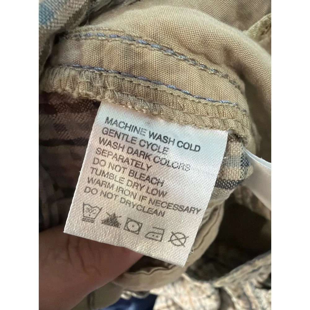Tommy Bahama Plaid Shorts Men 38 Tan Blue Cotton Casual Summer Flat Front